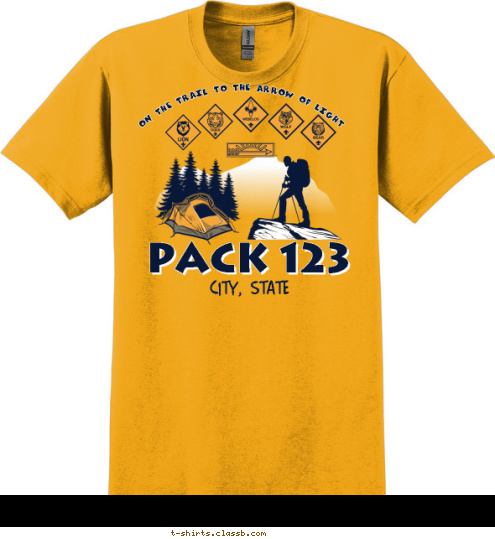 PACK 123 city, state ON THE TRAIL TO THE ARROW OF LIGHT T-shirt Design SP3262