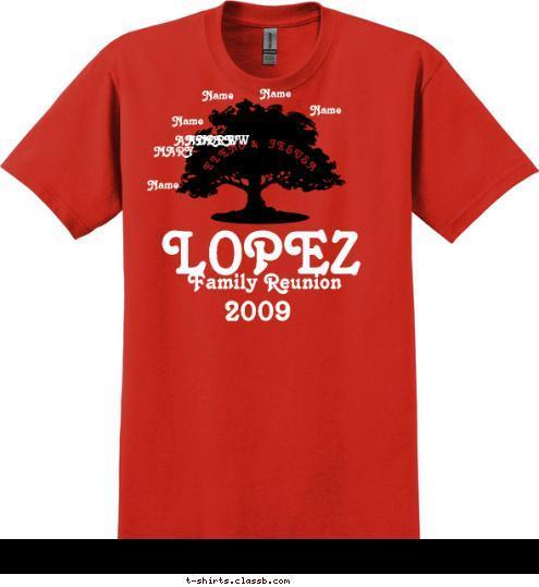 ANDREW ANDREW Name Name Name Name MARY Name ELENO &  JESUSA  2009 Family Reunion LOPEZ T-shirt Design 