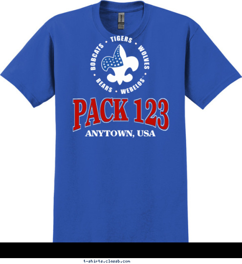 PACK 123 ANYTOWN, USA T-shirt Design 