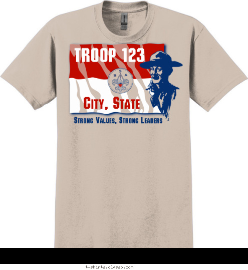 TROOP 123 City, State
 Strong Values, Strong Leaders T-shirt Design SP2169