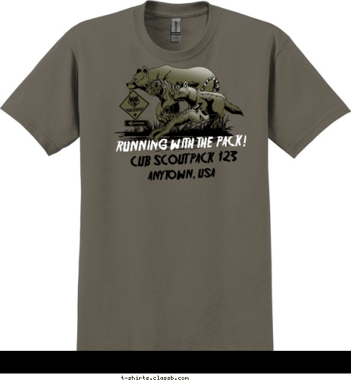 CUB SCOUT PACK  123 ANYTOWN, USA RUNNING WITH THE PACK! T-shirt Design 