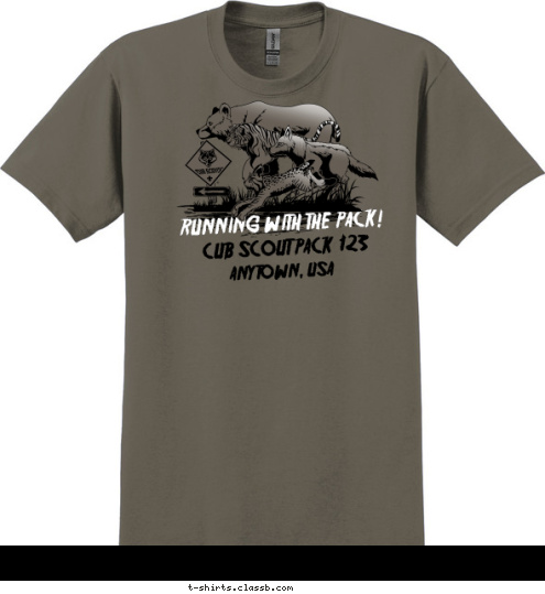 CUB SCOUT PACK  123 ANYTOWN, USA RUNNING WITH THE PACK! T-shirt Design 