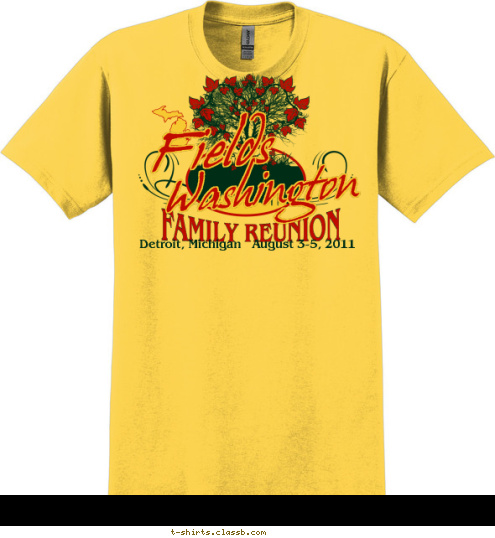 Washington Detroit, Michigan   August 3-5, 2011 Fields FAMILY REUNION T-shirt Design 