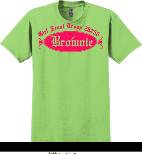 League City, Texas New Text Girl Scout Troop 26256 Brownie T-shirt Design 