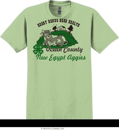 Anytown, Usa  New Egypt Aggies  Ocean County HEART HANDS HEAD HEALTH T-shirt Design 