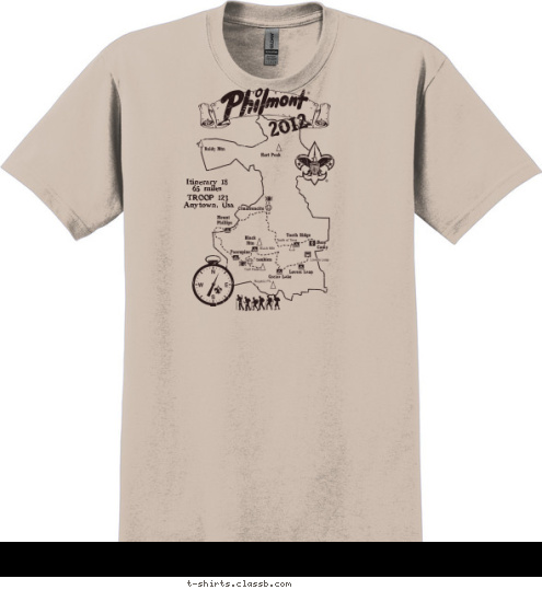 Anytown, Usa TROOP 123 Itinerary 18
65 miles 2012 T-shirt Design SP3287