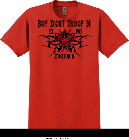 1915 EST. STOCKTON, IL Boy Scout Troop 31 T-shirt Design 