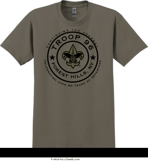 Continuing the Journey Celebrating over 80 Years of Adventure TROOP 96 FOREST HILLS, NY T-shirt Design 