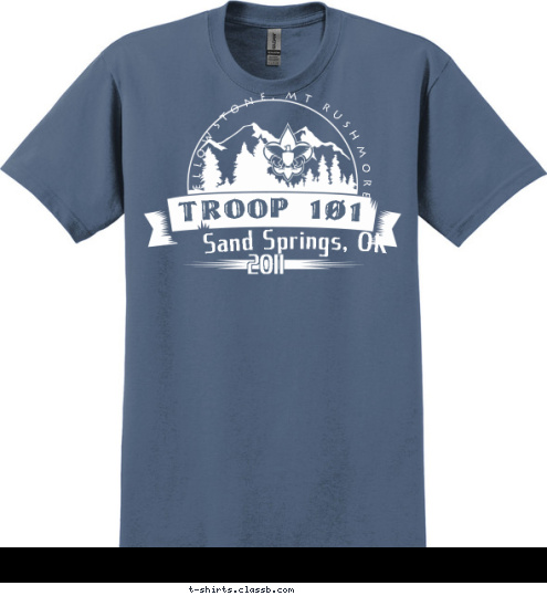 2011 Sand Springs, OK Yellowstone, Mt Rushmore TROOP 101 T-shirt Design 