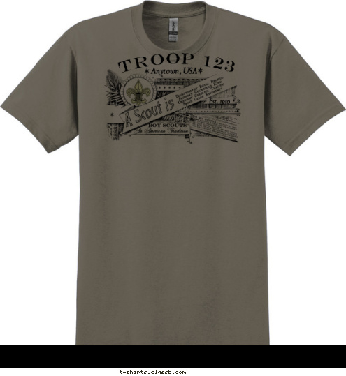 TROOP 123 Anytown, USA Est. 1910 T-shirt Design 