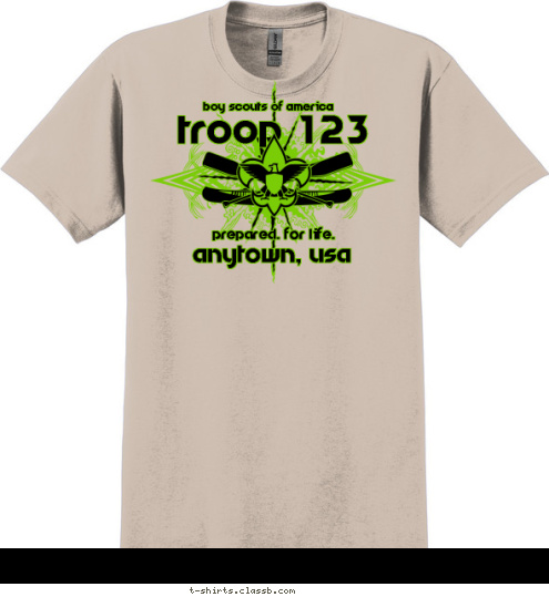 anytown, usa prepared. for life. troop 123 boy scouts of america T-shirt Design 