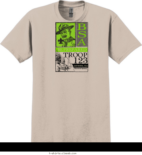 123 TROOP BE PREPARED ANYTOWN, USA Chartered Sponsor: T-shirt Design 