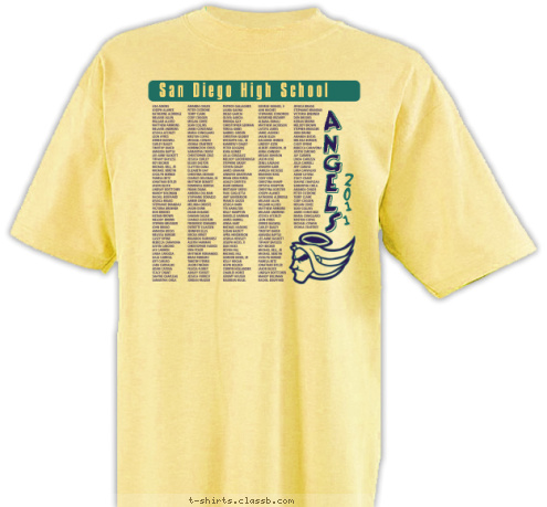 1 1 0 2 S L E G N A A N G E L S San Diego High School T-shirt Design 