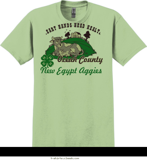 Anytown, Usa  New Egypt Aggies  Ocean County HEART HANDS HEAD HEALTH T-shirt Design 