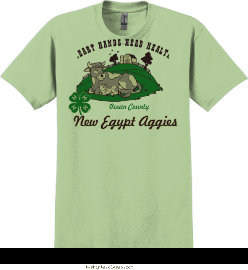  New Egypt Aggies New Text  New Egypt Aggies  Ocean County HEART HANDS HEAD HEALTH T-shirt Design 