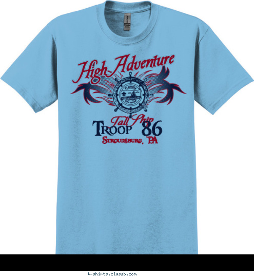 Troop 86 Tall Ship High Adventure Stroudsburg, PA T-shirt Design 