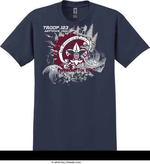 ANYTOWN, USA TROOP 123 Boy Scouts of America T-shirt Design 