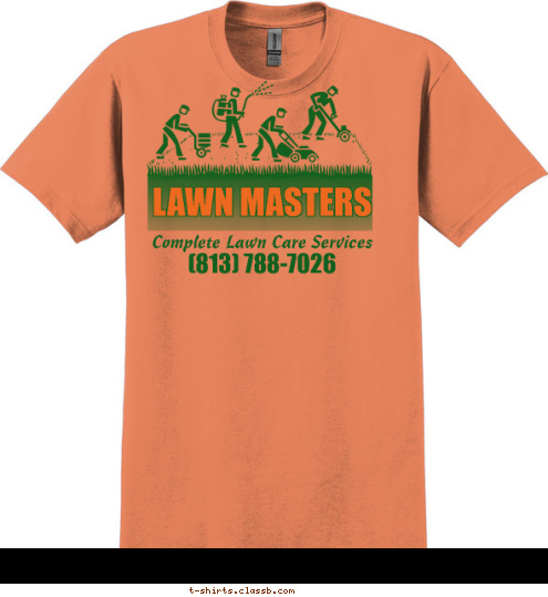 New Text New Text New Text New Text (813) 788-7026 Complete Lawn Care Services LAWN MASTERS T-shirt Design 