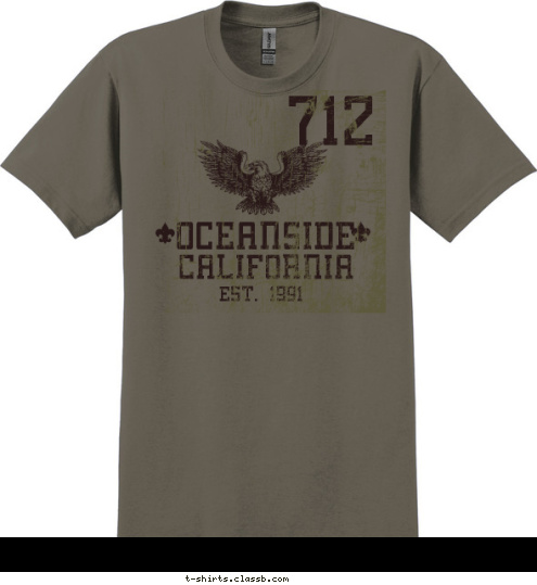 TROOP EST. 1991 CALIFORNIA OCEANSIDE 712 T-shirt Design 712-design2