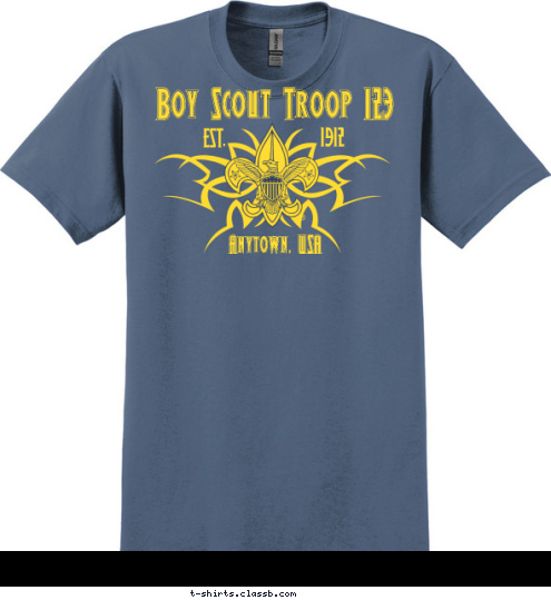 Boy Scout Troop 123 EST. 1912 Anytown, USA T-shirt Design 