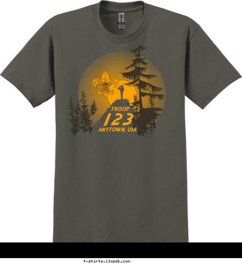 BE PREPARED ANYTOWN, USA 123
 TROOP T-shirt Design 