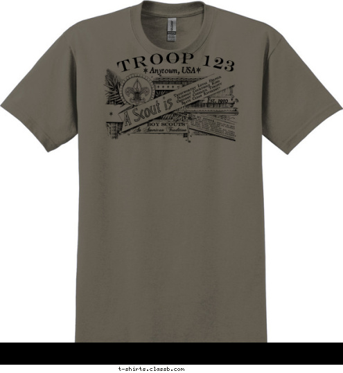 TROOP 123 Anytown, USA Est. 1910 T-shirt Design 