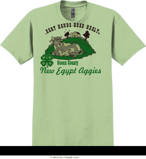 Club Name  New Egypt Aggies  Ocean County HEART HANDS HEAD HEALTH T-shirt Design 