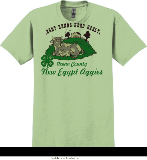 Club Name  New Egypt Aggies  Ocean County HEART HANDS HEAD HEALTH T-shirt Design 