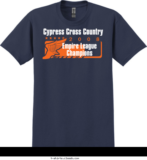 2    0    0    8 Cypress Cross Country Empire League 
Champions T-shirt Design 