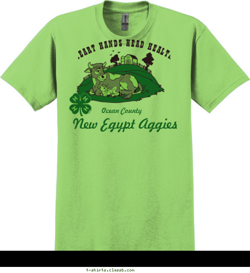 Club Name  New Egypt Aggies  Ocean County HEART HANDS HEAD HEALTH T-shirt Design 