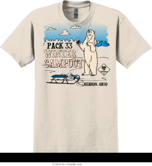 PACK 33 HEBRON, OHIO WINTER CAMPOUT T-shirt Design 