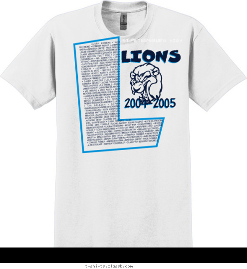 2004-2005 LIONS ST.PETERSBURG HIGH T-shirt Design 