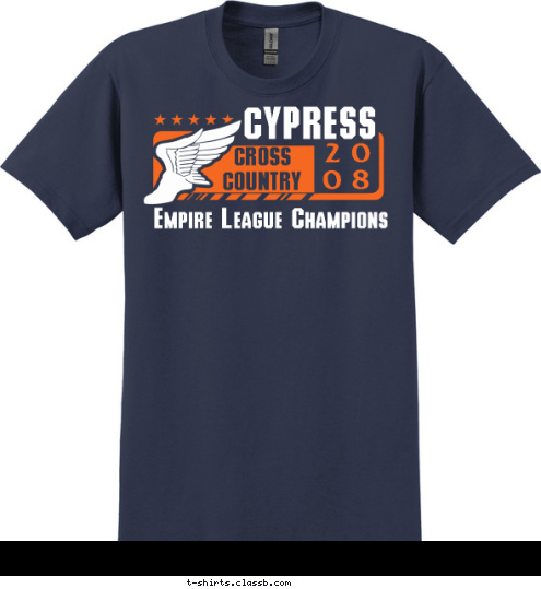 H R S 2  0
0  8 CROSS
COUNTRY Empire League Champions CYPRESS T-shirt Design 