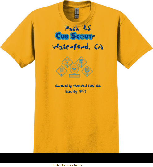 s Quality Unit Pack 45

Waterford, CA Chartered by Waterford Lions Club T-shirt Design 