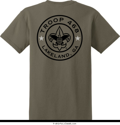 TROOP 468 LAKELAND, GA TROOP 468 T-shirt Design N Johnson SP512 - front chest logo and full back