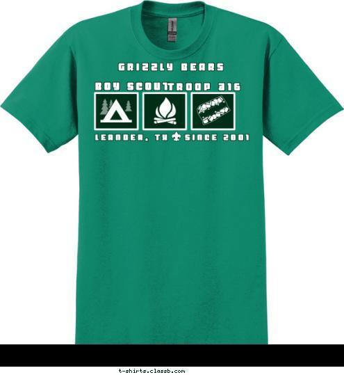 New Text GRIZZLY BEARS TROOP 316 



LEANDER, TX SINCE 2001 BOY SCOUT T-shirt Design 