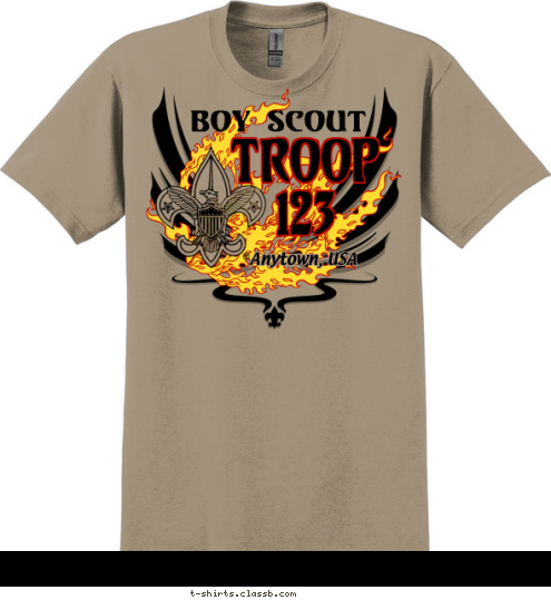 Anytown, USA TROOP
123 Boy Scout T-shirt Design S Spencer