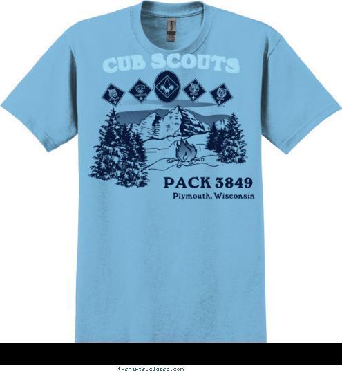 Plymouth, Wisconsin PACK 3849 CUB SCOUTS T-shirt Design 