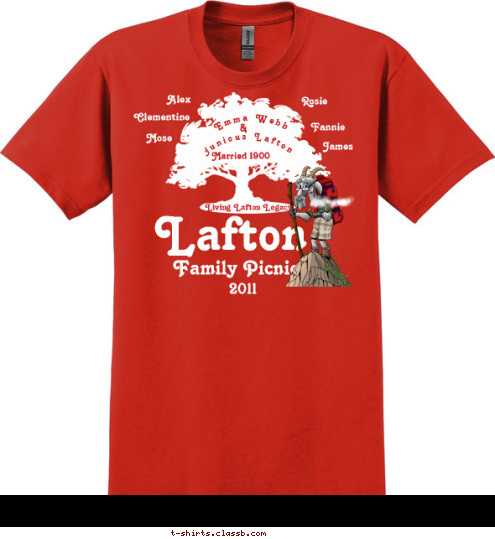 Name Living Lafton Legacy  Junious Lafton   & Married 1900 Mose James Fannie Rosie Alex Clementine Emma Webb    2011 Family Picnic  Lafton T-shirt Design 