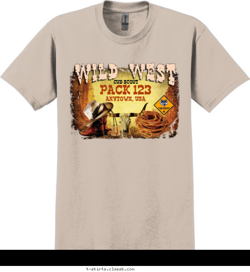 CUB SCOUT WILD WEST PACK 123 ANYTOWN, USA T-shirt Design SP3382