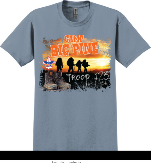 BIG PINE Anytown, USA Troop 123 CAMP T-shirt Design SP3402