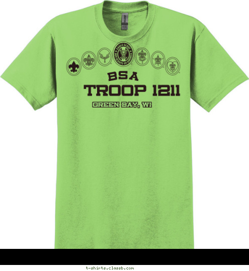 Green Bay, WI Troop 1211 BSA Green Bay, WI TROOP 1211 T-shirt Design borrowed