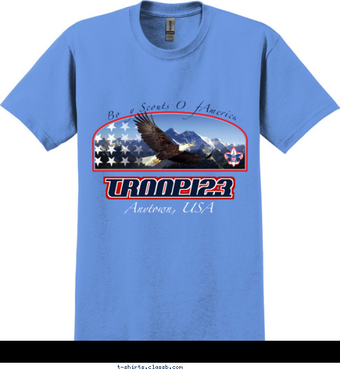 Anytown, USA TROOP123 Bo  y Scouts O  fAmerica T-shirt Design SP3421