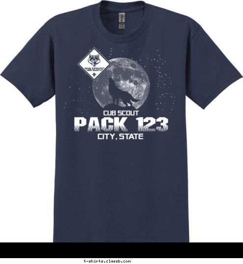 STANLEY, WI PACK 50 NOCTURNAL PACK 123 CITY, STATE CUB SCOUT T-shirt Design SP3433