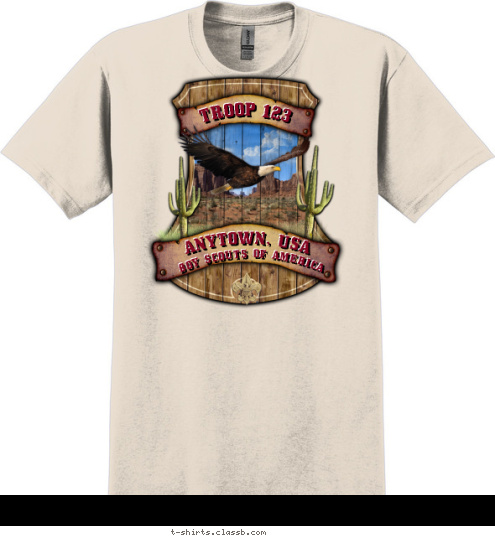 New Text BOY SCOUTS OF AMERICA ANYTOWN, USA TROOP 123 T-shirt Design SP3366