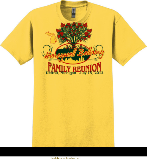 Detroit, Michigan   July 15, 2012 FAMILY REUNION Honeywell Bellamy T-shirt Design 