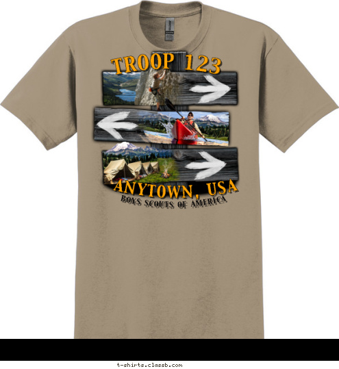 BOYS SCOUTS OF AMERICA ANYTOWN, USA TROOP 123 T-shirt Design SP3350