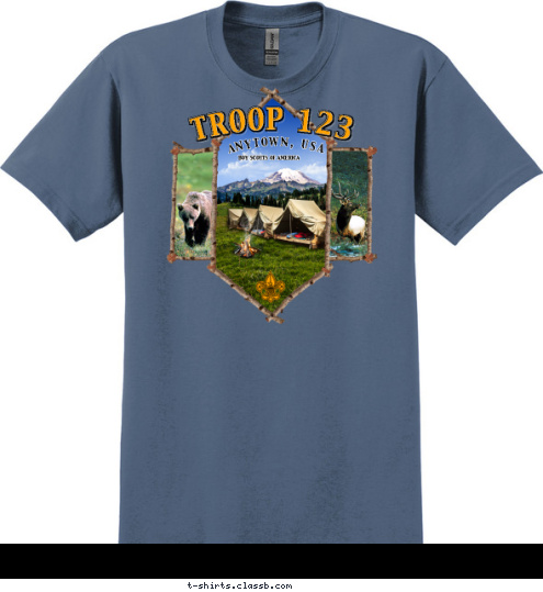 BOY SCOUTS OF AMERICA ANYTOWN, USA TROOP 123 T-shirt Design SP3346