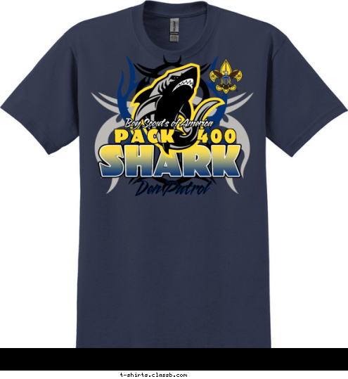 Boy Scouts of America PACK    400 Den Patrol
 SHARK T-shirt Design 