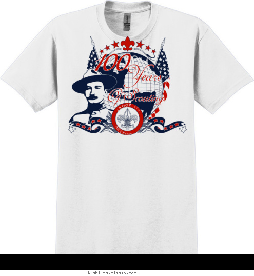 ANYTOWN, USA TROOP 123 Of Scouting Years 100 T-shirt Design SP1290